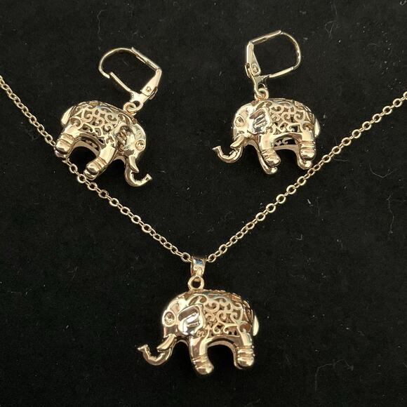 Beautiful Elephant Pendant Necklace & Earrings Set Brand New Item# 98 - Picture 2 of 10